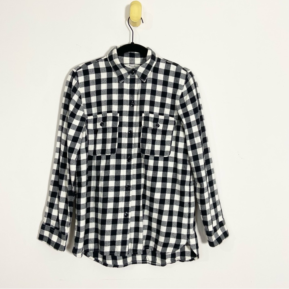 Madewell Black White Buffalo Plaid Long Sleeve Button Down Flannel Shirt